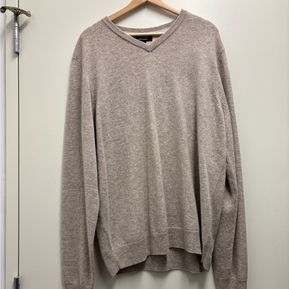 Cashmere crewneck sweater size xl Tan Oxford Heather